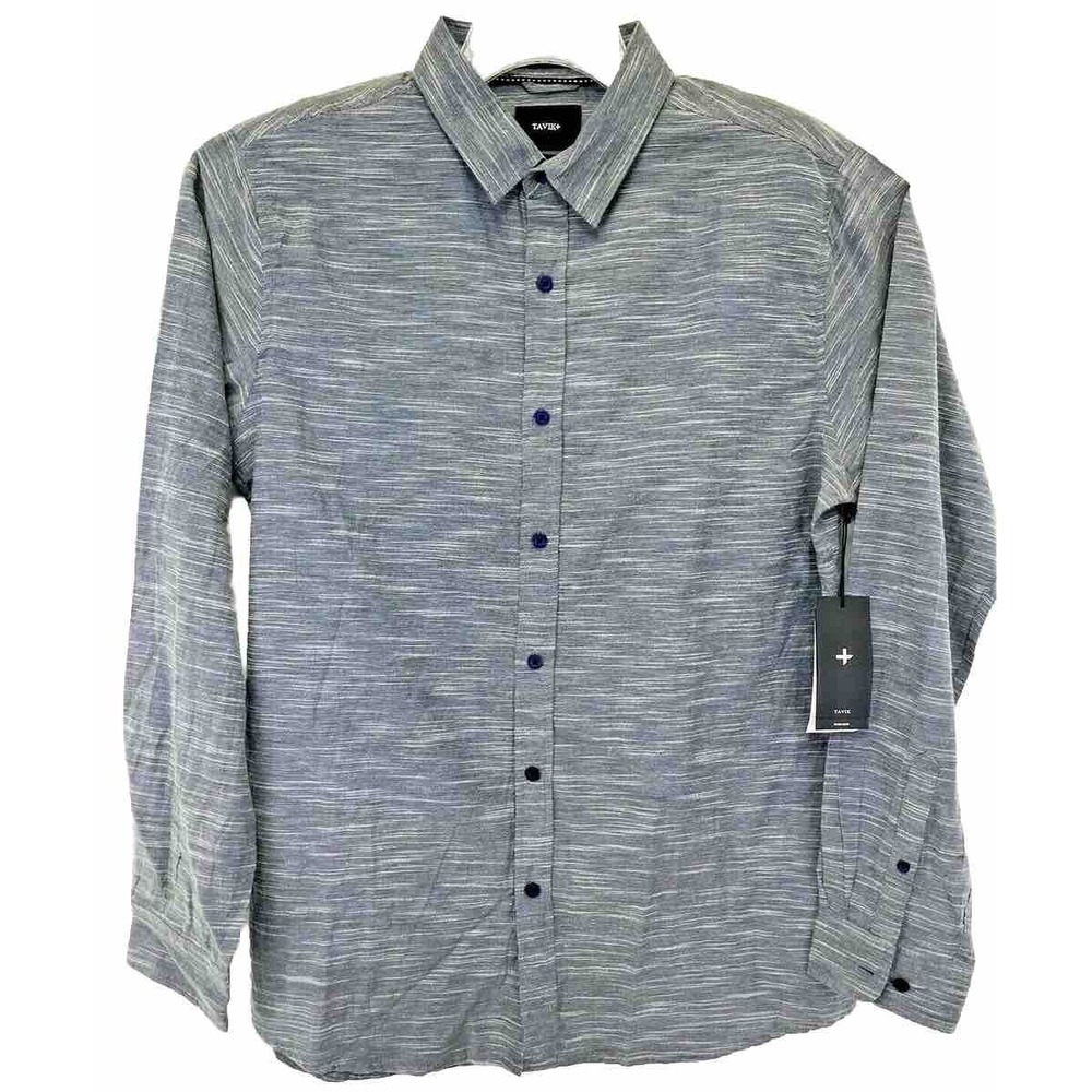 Tavik+Beach Born/ City Raised Mens Large Grey Striped  Button Shirt (W26) NWTs